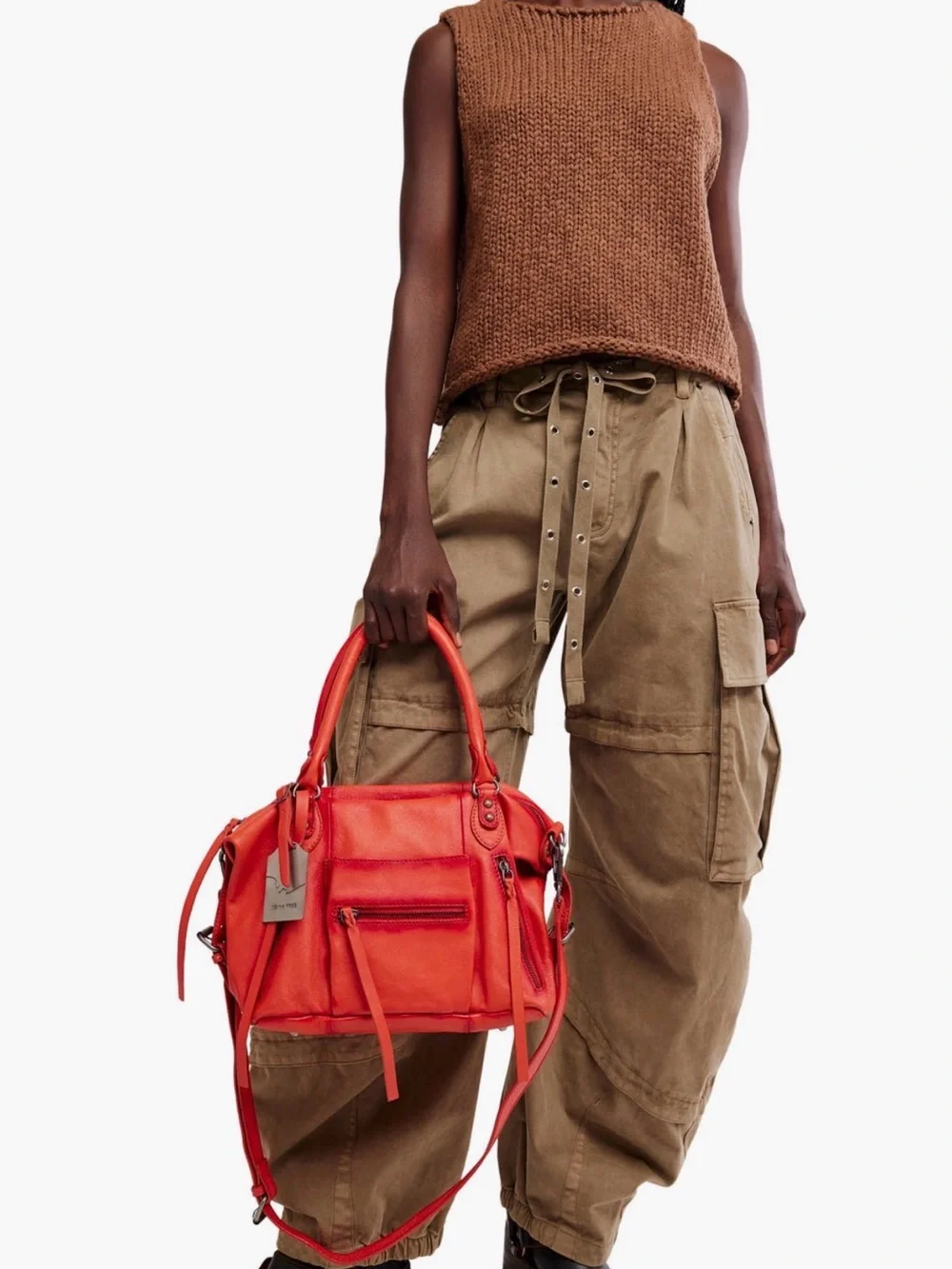 New - Free People Large Emerson Tote Bag Purse in Red Clay